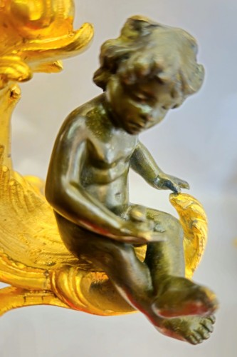 Paire de petits bougeoirs en bronze, maison Barbedienne - Luminaires Style Napoléon III