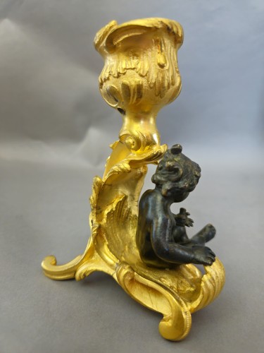 XIXe siècle - Paire de petits bougeoirs en bronze, maison Barbedienne