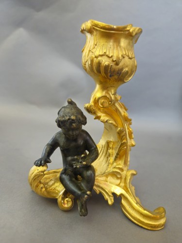 Napoléon III - Paire de petits bougeoirs en bronze, maison Barbedienne