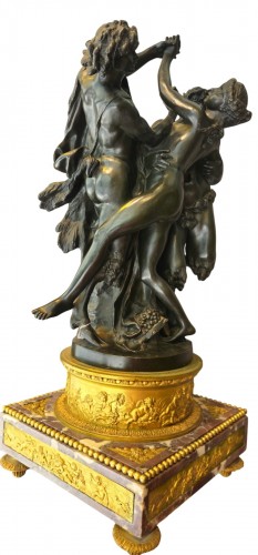 Bacchanales, important groupe en bronze signé  Clodion