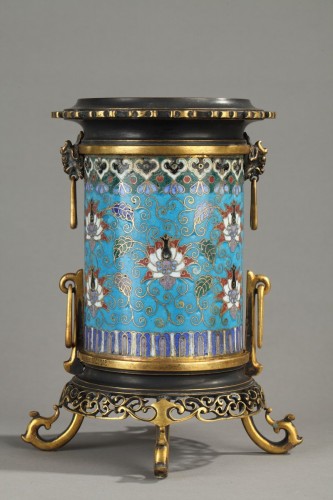  - Vase rouleau en bronze cloisonné F. Barbedienne