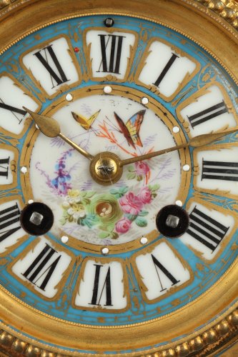 Horlogerie Pendule - Pendule romantique plaques de porcelaine