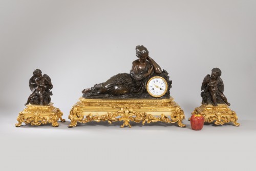 Garniture de cheminée, Henri PICARD Bronzier (1840-1890) et Raingo Frères - Horlogerie Style Napoléon III