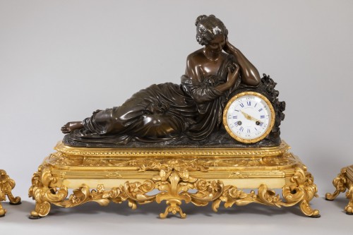 Horlogerie Pendule - Garniture de cheminée, Henri PICARD Bronzier (1840-1890) et Raingo Frères