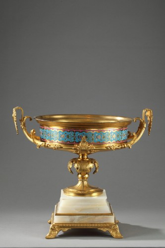Large gilt bronze cup, Algerian onyx and cloisonné enamels - Decorative Objects Style 