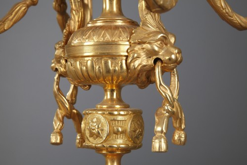 Louis-Philippe - Importante garniture en bronze doré à gueules de lion