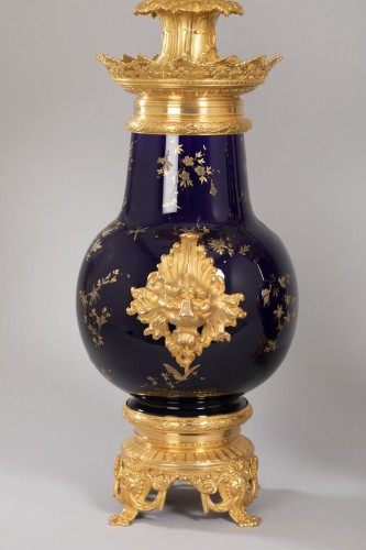  - Important candelabra vases in earthenware from Sarreguemines