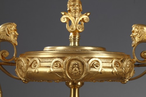 Antiquités - Paire de cassolettes couvertes, bronze doré et onyx