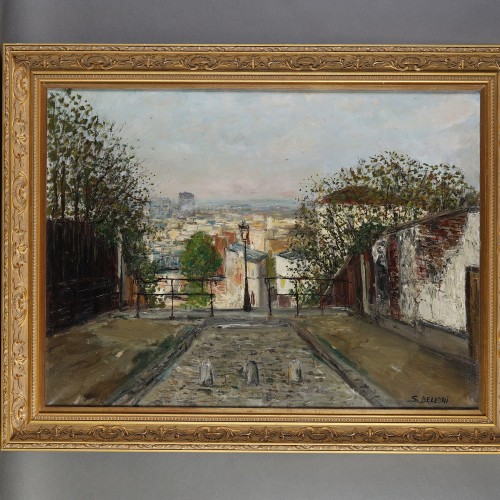 Serge Belloni (1925-2005) - Vue de Montmartre - Tableaux et dessins Style 