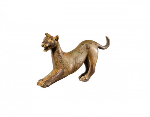 Ancienne Figure en bronze d'un chien s'agirant, Empire romain