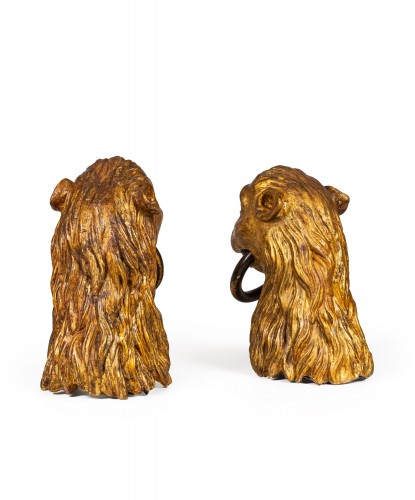 Sculpture  - Set Of Two Carved And Gilt Wooden Heads Of Lions, Italy, Venice, 1760 Circa
