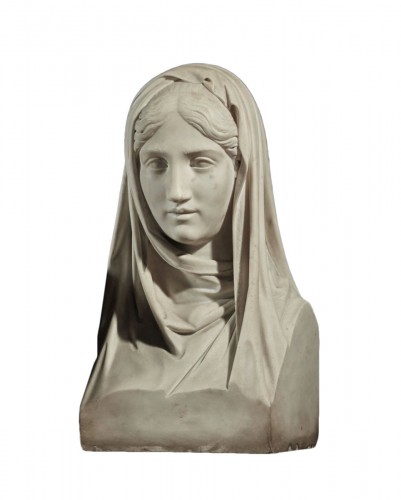 Buste d'une vestale en marbre, Italie XIXe siècle