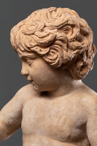 Figure en terre cuite Italienne de l'enfant Hercule, Rome XVIIIe siècle - Sculpture Style 