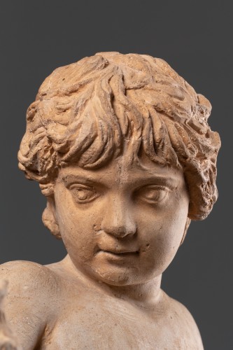 Figure en terre cuite Italienne de l'enfant Hercule, Rome XVIIIe siècle - 