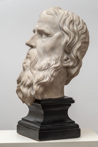 XVIIIe siècle - Tête de philosophe en marbre, Italie début XVIIIe siècle