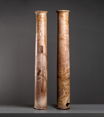 Paire de colonnes pietra paesina italiennes, Italie 19e siècle - Objet de décoration Style 