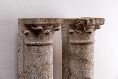 Pair of Romaneque marble columns, Italy 13th/14th century - Architectural & Garden Style 