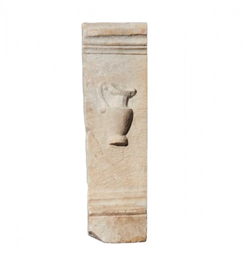 Roman Marble Altar Fragment With Urceus