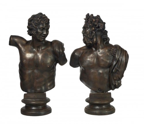 Paire de bustes napolitains en bronze XIXe