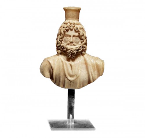 Roman alabaster bust of the god Serapis, circa 1st-2nd Century A.D