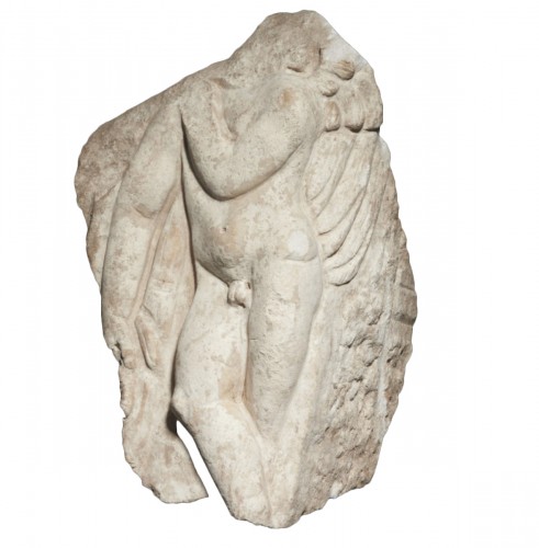 Roman Marble Altar Fragment with Cupid