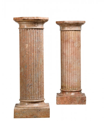 Paire de colonnes en marbre rose 19e