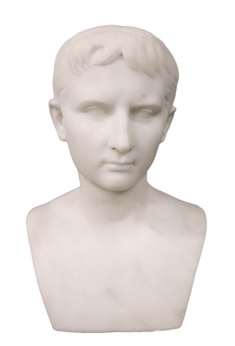 Buste italien du XIXe siècle de l'empereur Octave par Leone Clerici