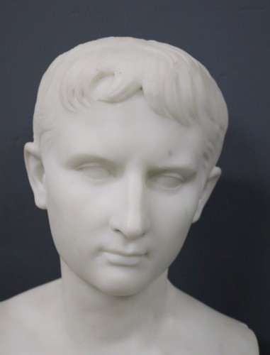 Buste italien du XIXe siècle de l'empereur Octave par Leone Clerici - 