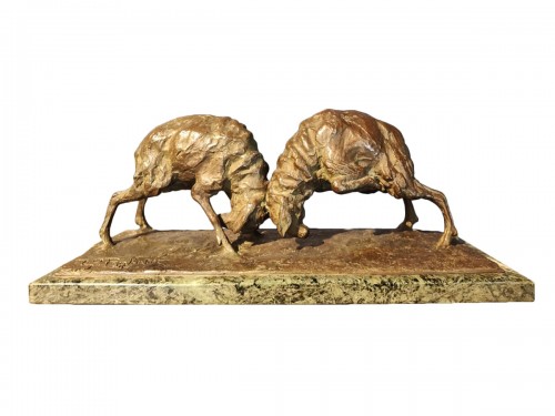 Béliers se combattant - Guido Righetti (1875 - 1958)