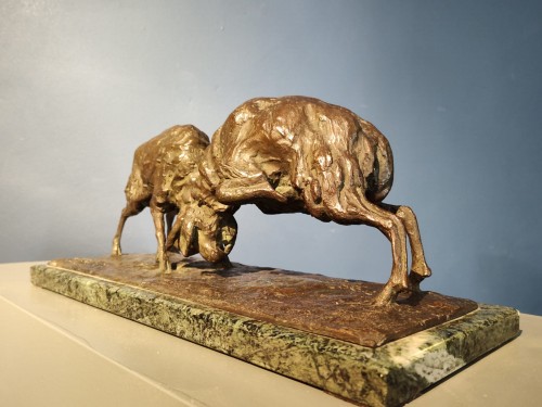 Béliers se combattant - Guido Righetti (1875 - 1958) - Chastelain & Butes