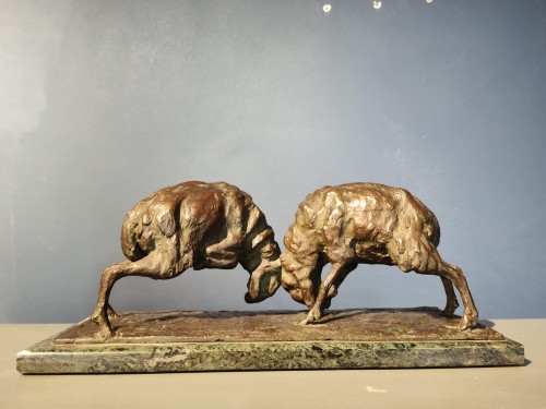 Béliers se combattant - Guido Righetti (1875 - 1958) - Art Déco