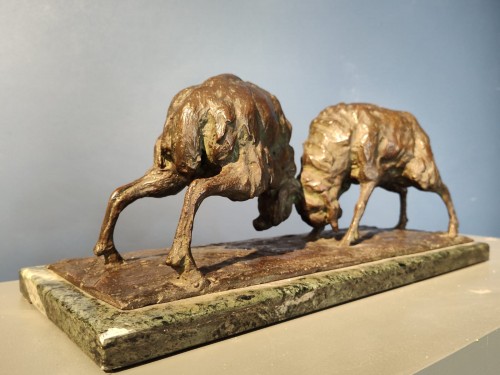 Art Déco - Béliers se combattant - Guido Righetti (1875 - 1958)