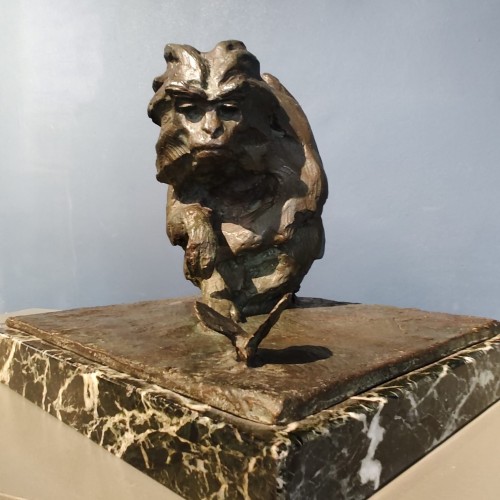 Marmoset monkey with butterfly - Guido Rigehtti (1875-1958) - Sculpture Style 