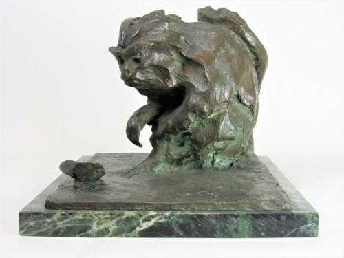 Sculpture Sculpture en Bronze - Marmouset avec papillon - Guido Rigehtti (1875-1958)