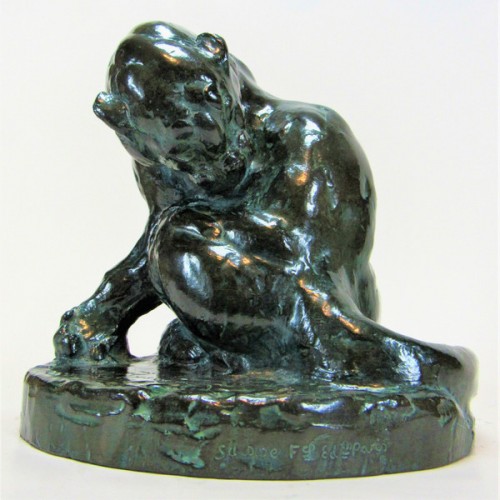 Sculpture Sculpture en Bronze - La panthère se léchant - Thierry Van Ryswyck (1911-1958)