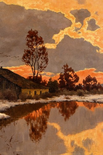 Paysage hivernale de Carl Schaette (1884 - 1951 - Chastelain & Butes