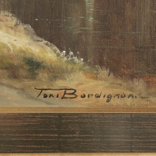 Antiquités - Tableau de paysage capriccio de TONI BORDIGNON (1921-), de style des Maîtres anciens