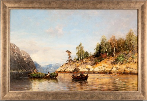 Summer in the fjords,  Georg Anton Rasmussen, 1842 - 1912 - Paintings & Drawings Style 