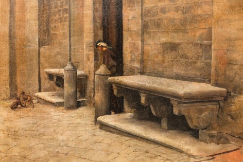 XIXe siècle - Cour d'église à Sienne