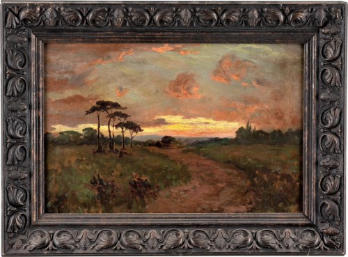 Tableaux et dessins Tableaux XIXe siècle - Ciel du soir sur une vaste lande