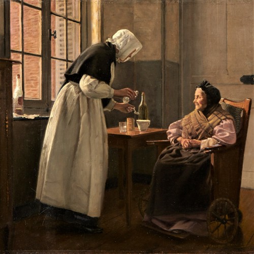 Auguste Moreau-Deschanvres  (1838-1913)  L’heure du goûter (Afternoon tea), 1912