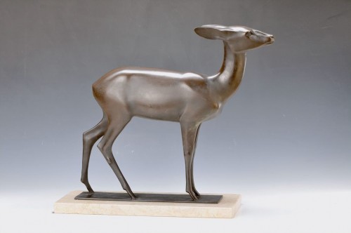 Wilhelm KRIEGER (A)(1877-1945) Deer.Ca1920 Bronze  - Sculpture Style 
