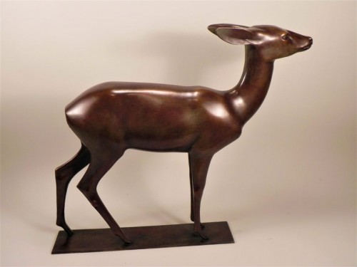 Sculpture Sculpture en Bronze - Wilhelm KRIEGER (A) (1877-1945) la biche, vers 1920