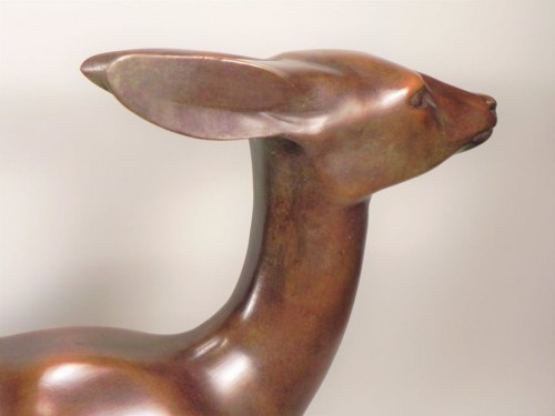 20th century - Wilhelm KRIEGER (A)(1877-1945) Deer.Ca1920 Bronze 