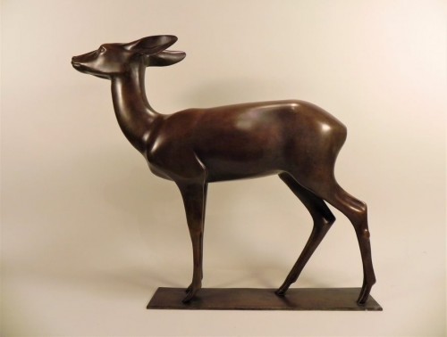 Antiquités - Wilhelm KRIEGER (A)(1877-1945) Deer.Ca1920 Bronze 
