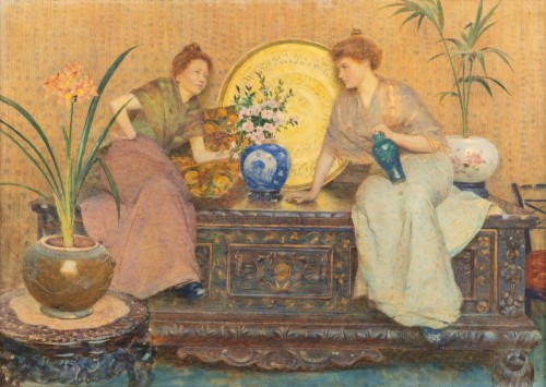 Whispers and Porcelain by Hector Caffieri (1847–1932) - Paintings & Drawings Style 