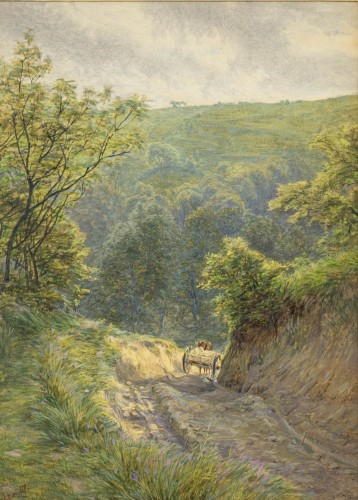 Frank Walton (1840–1928) - Chemin de sable avec charrette et chevaux - Tableaux et dessins Style 
