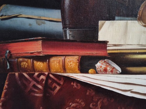 Paintings & Drawings  -  Still Life with Globe, Books and Telescope,by Jean Grimal (1942–1998)