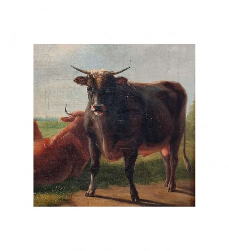 XIXe siècle - Vaches dans le pré - Eugène Verboeckhoven (1798-1881)