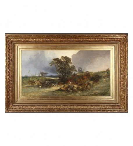 Tableaux et dessins Tableaux XIXe siècle - Berger à la rivière - Joseph Quinaux (1822-1895)